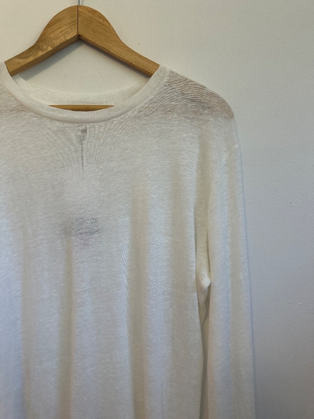 NWT Emerson Fry Linen Long Sleeve Crewneck White T-Shirt | Size Large - Picture 8 of 14